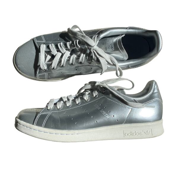 Adidas Stan Smith Metallic Silver Sneaker Shoes Size US M 9.5 / W 10.5-11